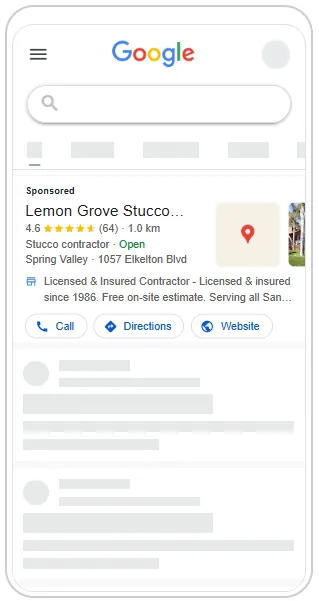 Sponsored Maps listing