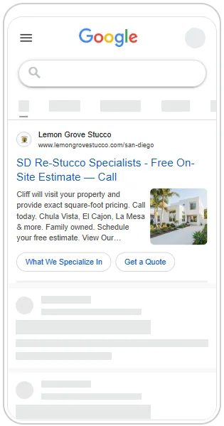 Search ad with thumbnail