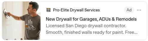 Pro-Elite Dry Wall Services ad on ChatGPT
