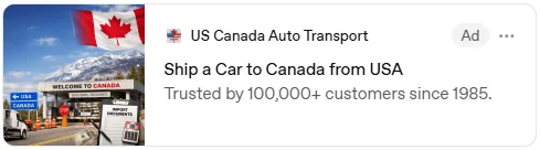 US Canada Auto Transport ad inside ChatGPT