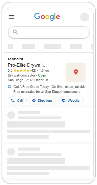 Sponsored Maps listing