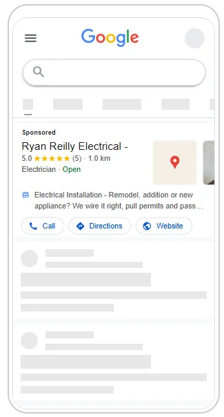 Sponsored Maps listing
