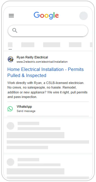 Search ad with WhatsApp