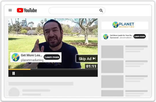 A real Planet Marketing YouTube Demand Gen ad.