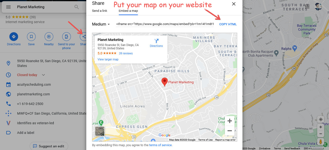 Add your map to your website