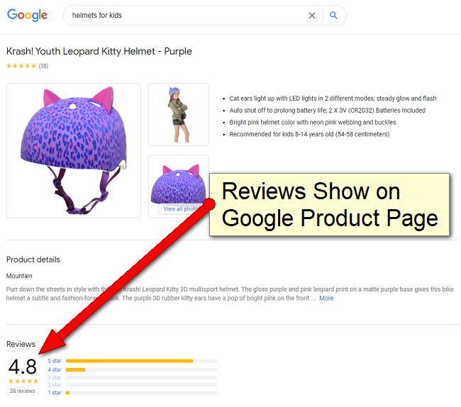 Google Product Ratings Product Page