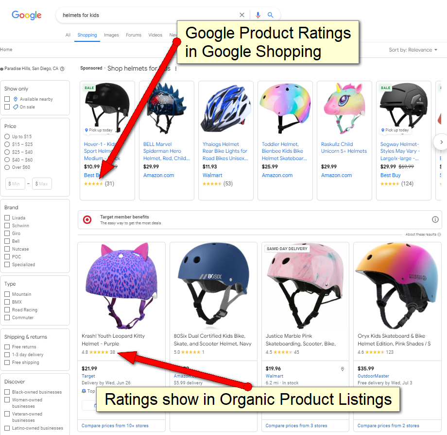 Google Product Ratings in Google Shopping