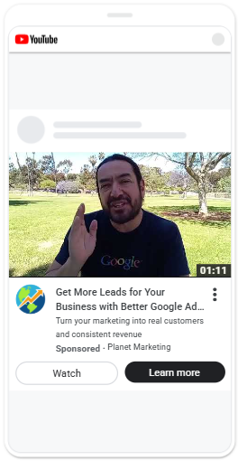 Planet Marketing YouTube In-feed Ad Preview - Get More Leads for Your Business with Better Google Ads